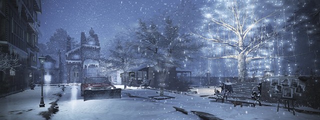 Blue Hour Hilyday Winter Village Street ❄️⛄️❄️
