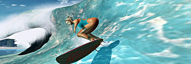 Surfing at Wahine Cay